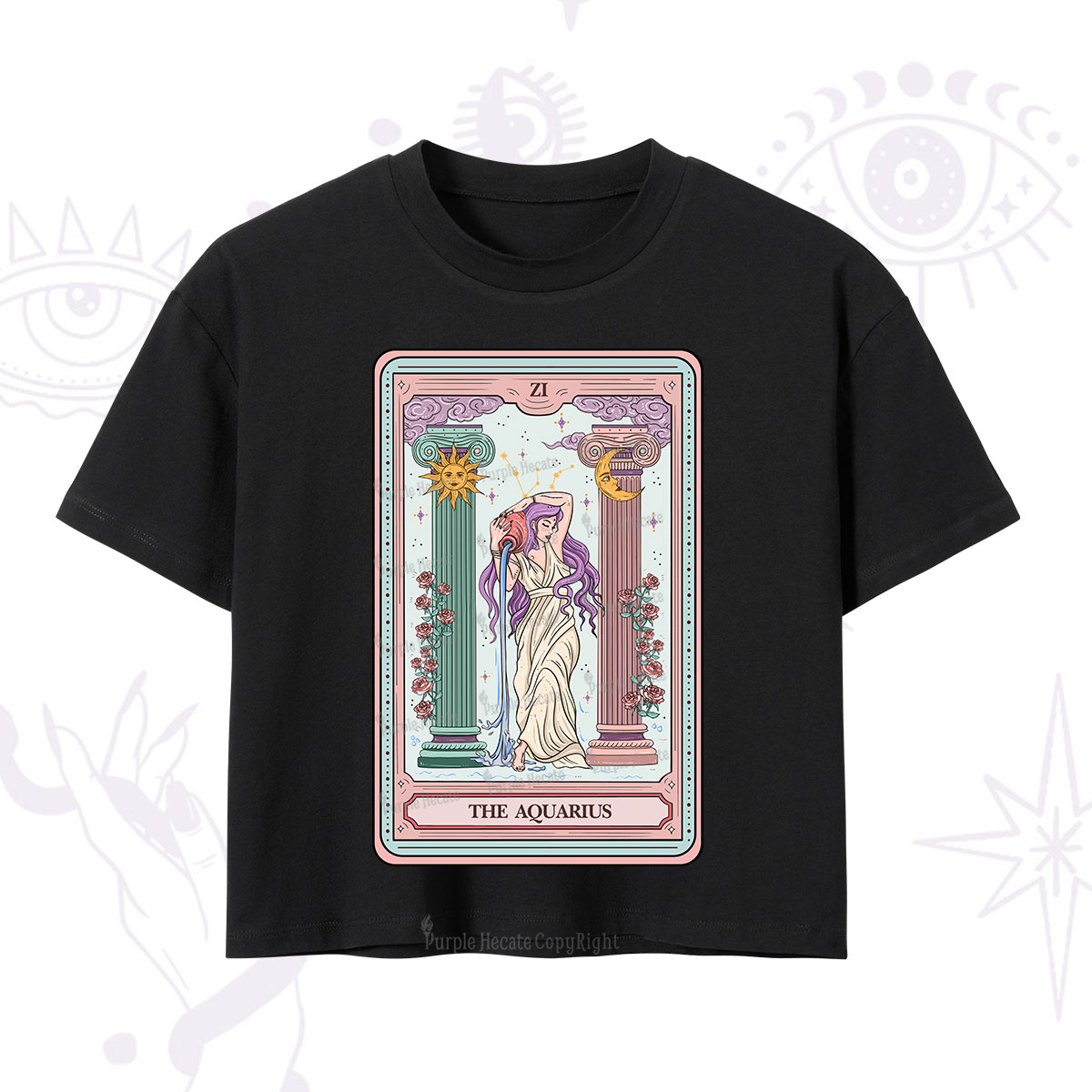 Purplehecate The Aquarius Goddess Tarot Crop T-Shirt