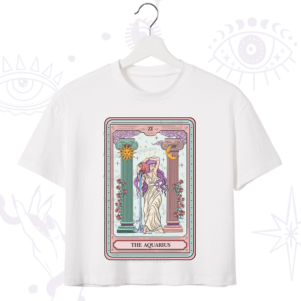 Purplehecate The Aquarius Goddess Tarot Crop T-Shirt