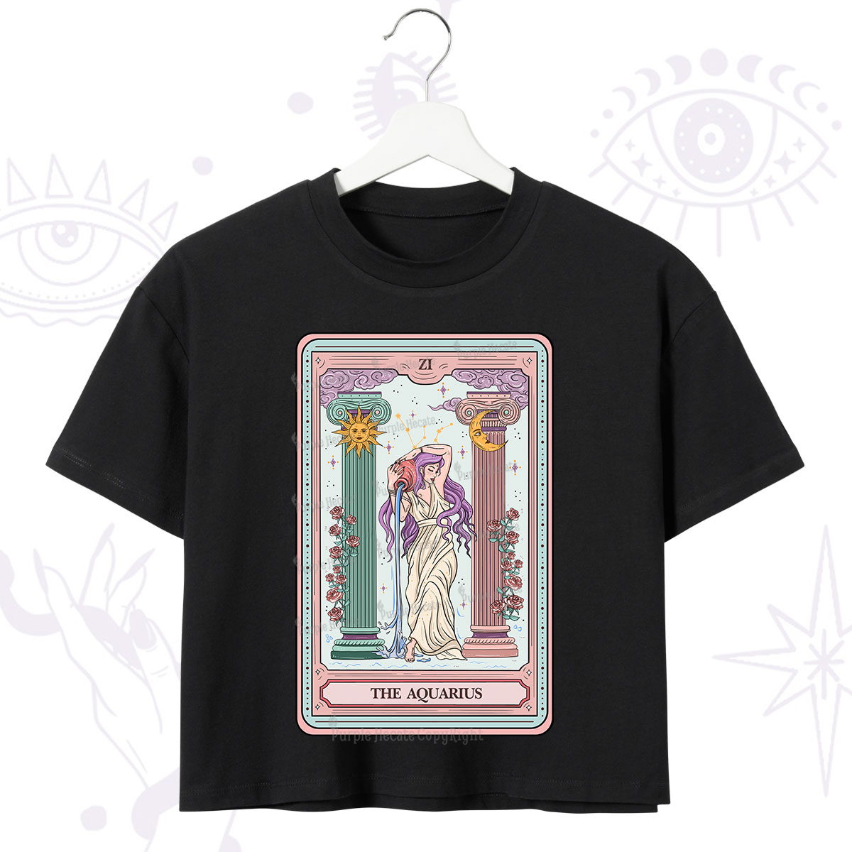 Purplehecate The Aquarius Goddess Tarot Crop T-Shirt