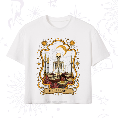 Purplehecate The Reader Skeleton Crop T-Shirt