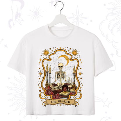Purplehecate The Reader Skeleton Crop T-Shirt