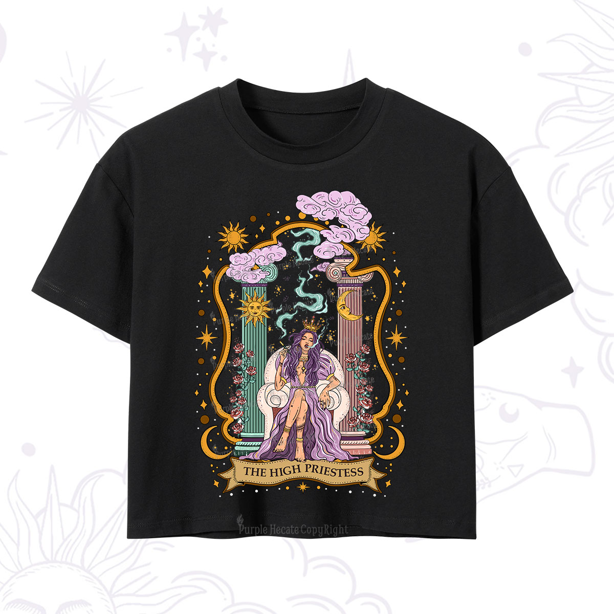 Purplehecate The High Priestess Goddess Crop T-Shirt