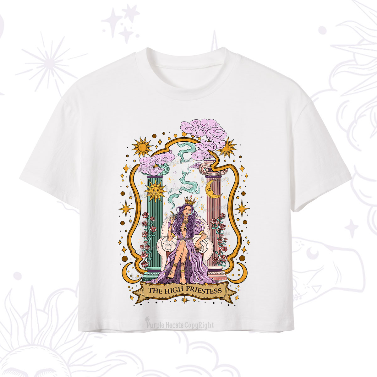 Purplehecate The High Priestess Goddess Crop T-Shirt