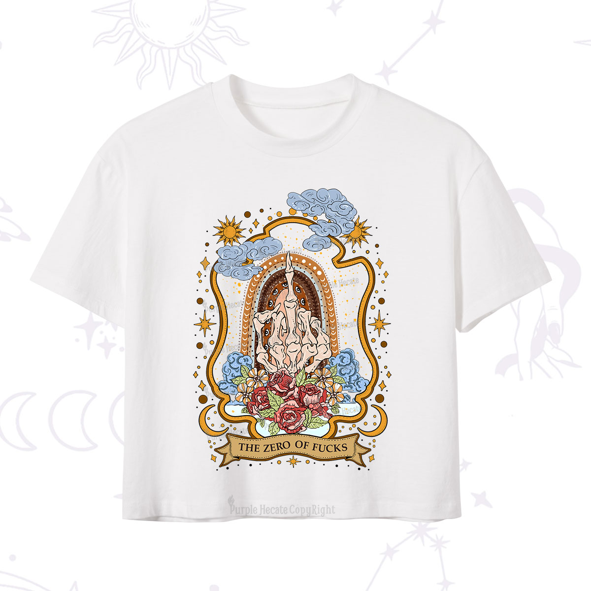 Purplehecate The Zero of Fucks Skeleton Crop T-Shirt