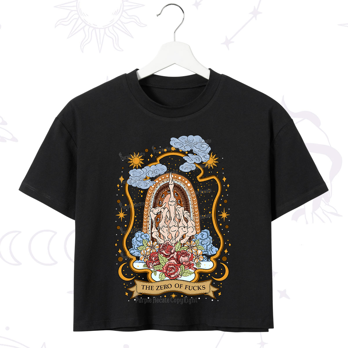 Purplehecate The Zero of Fucks Skeleton Crop T-Shirt