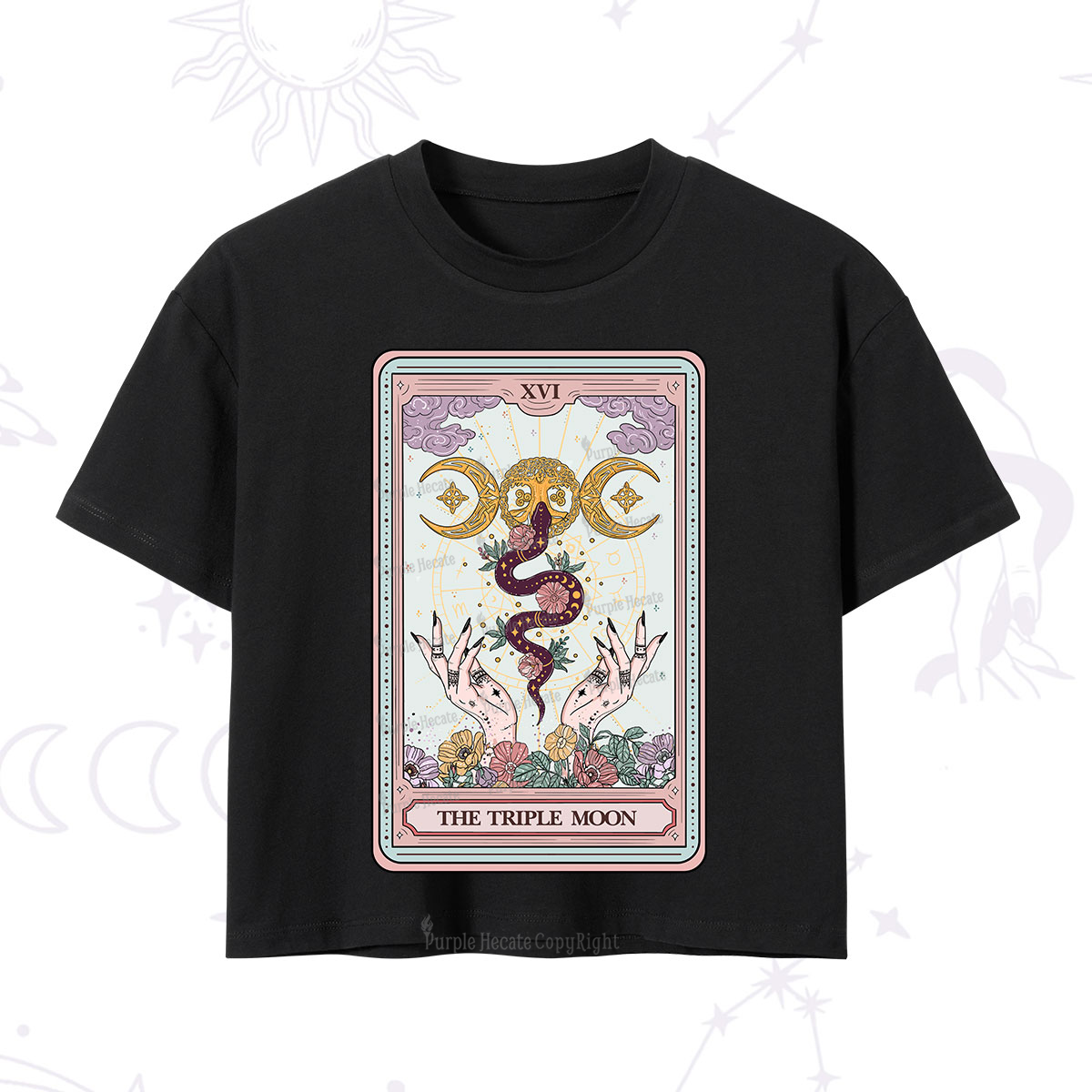 Purplehecate The Triple Moon Tarot Crop T-Shirt