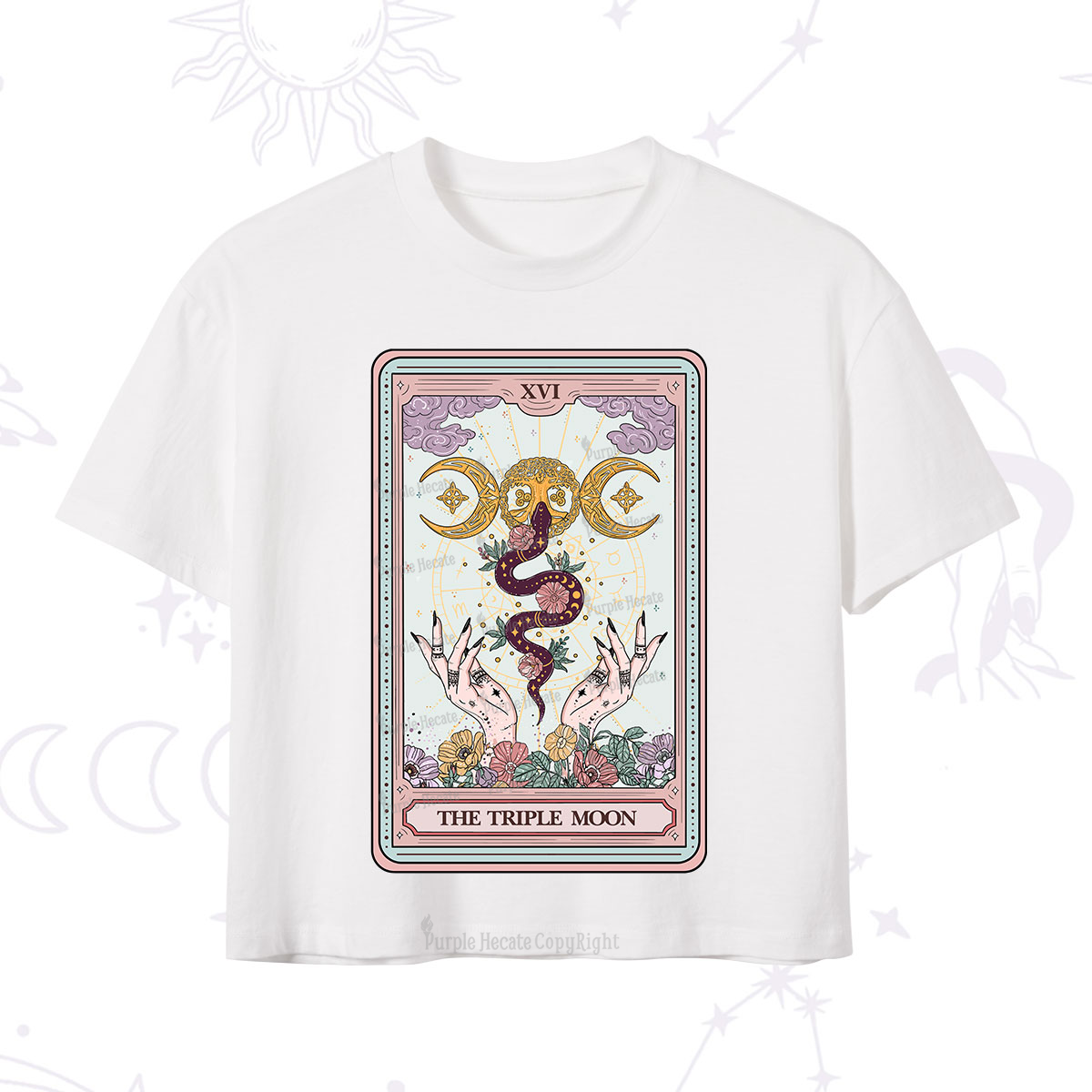 Purplehecate The Triple Moon Tarot Crop T-Shirt