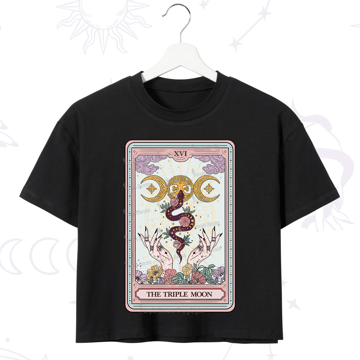 Purplehecate The Triple Moon Tarot Crop T-Shirt