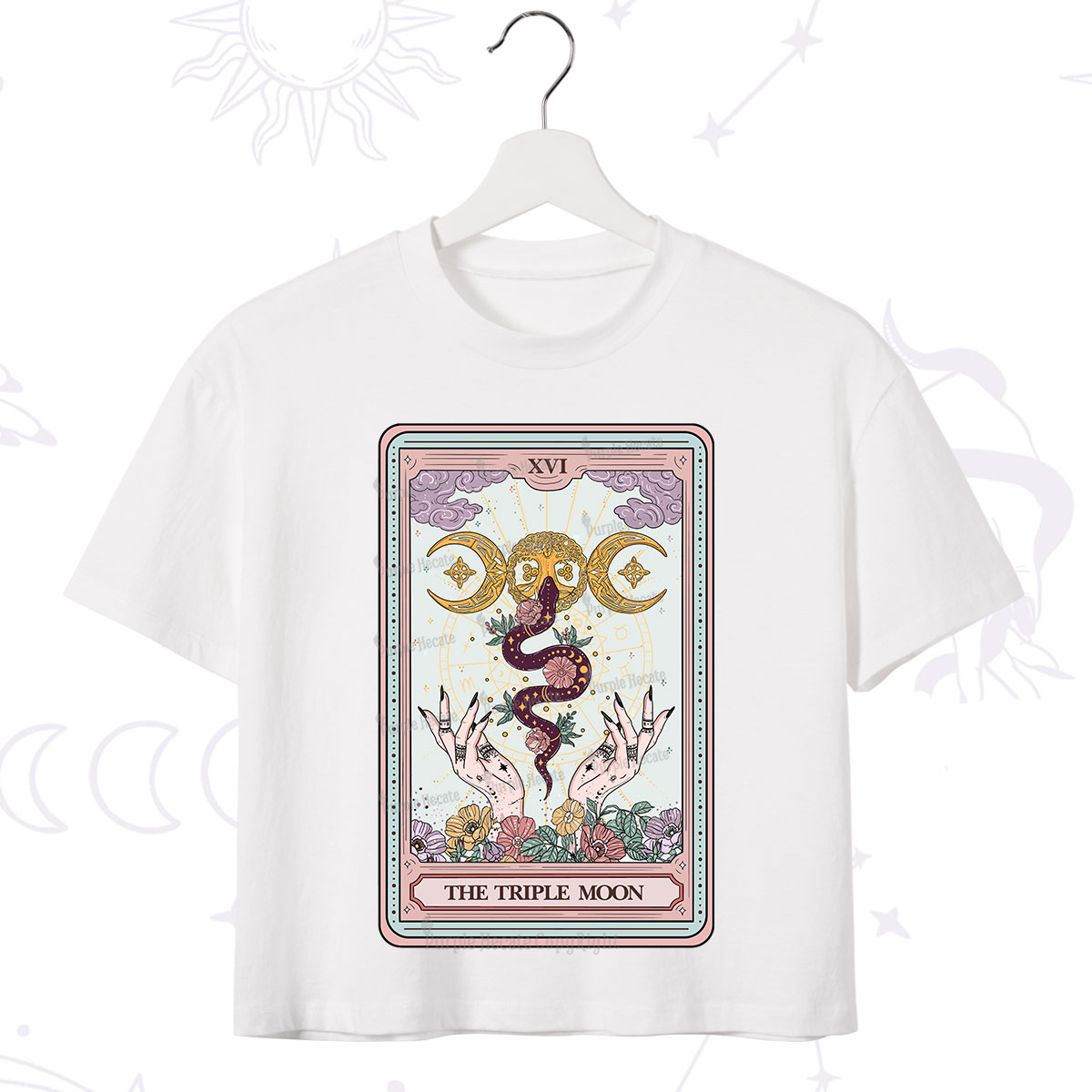 Purplehecate The Triple Moon Tarot Crop T-Shirt