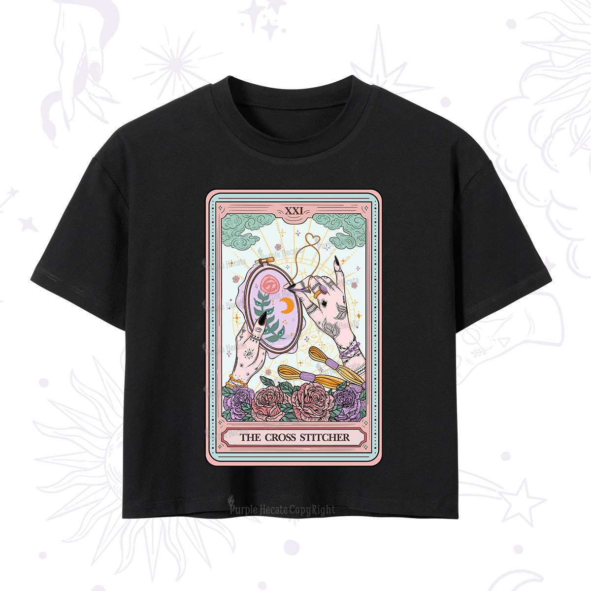 Purplehecate The Cross Stitcher Tarot Crop T-Shirt