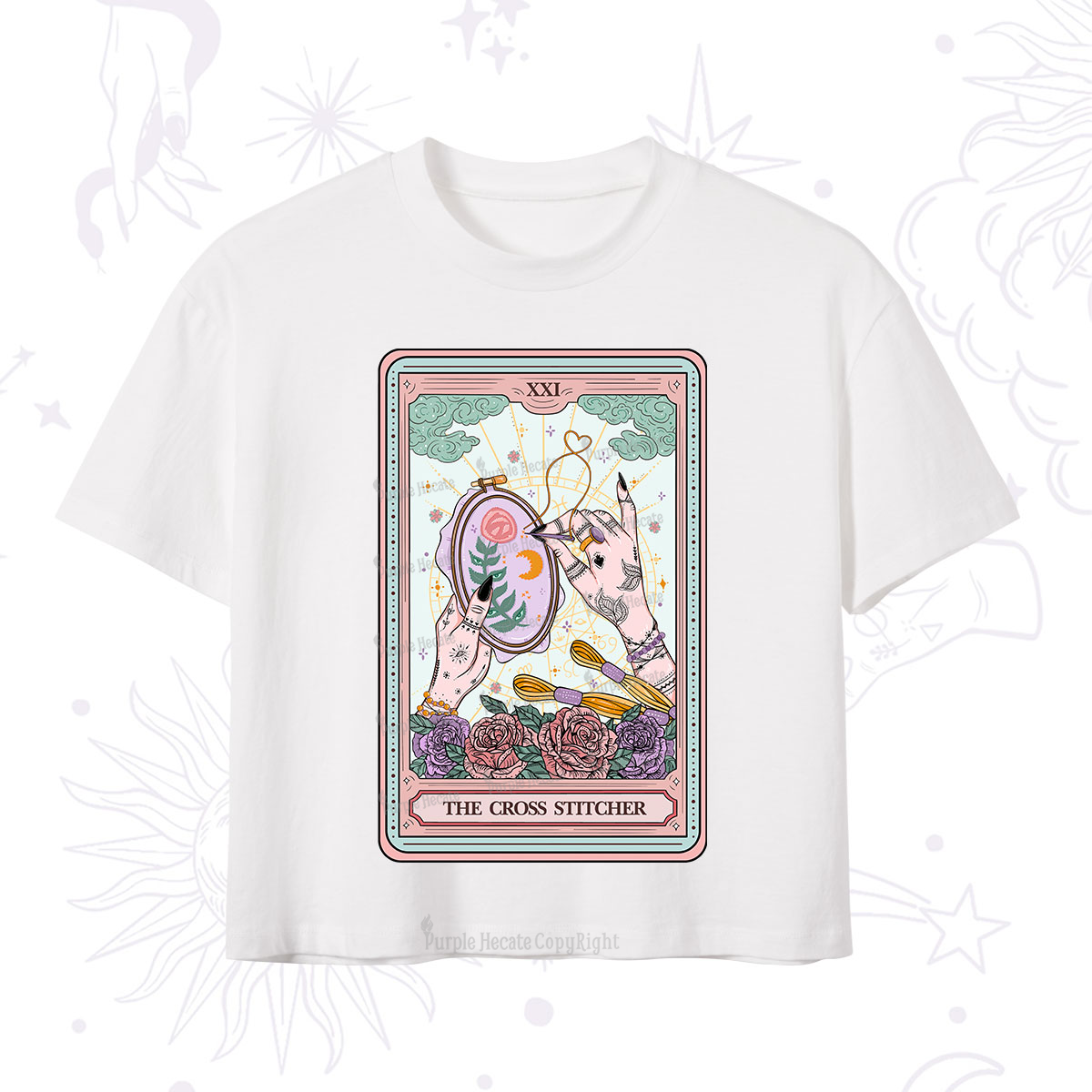 Purplehecate The Cross Stitcher Tarot Crop T-Shirt