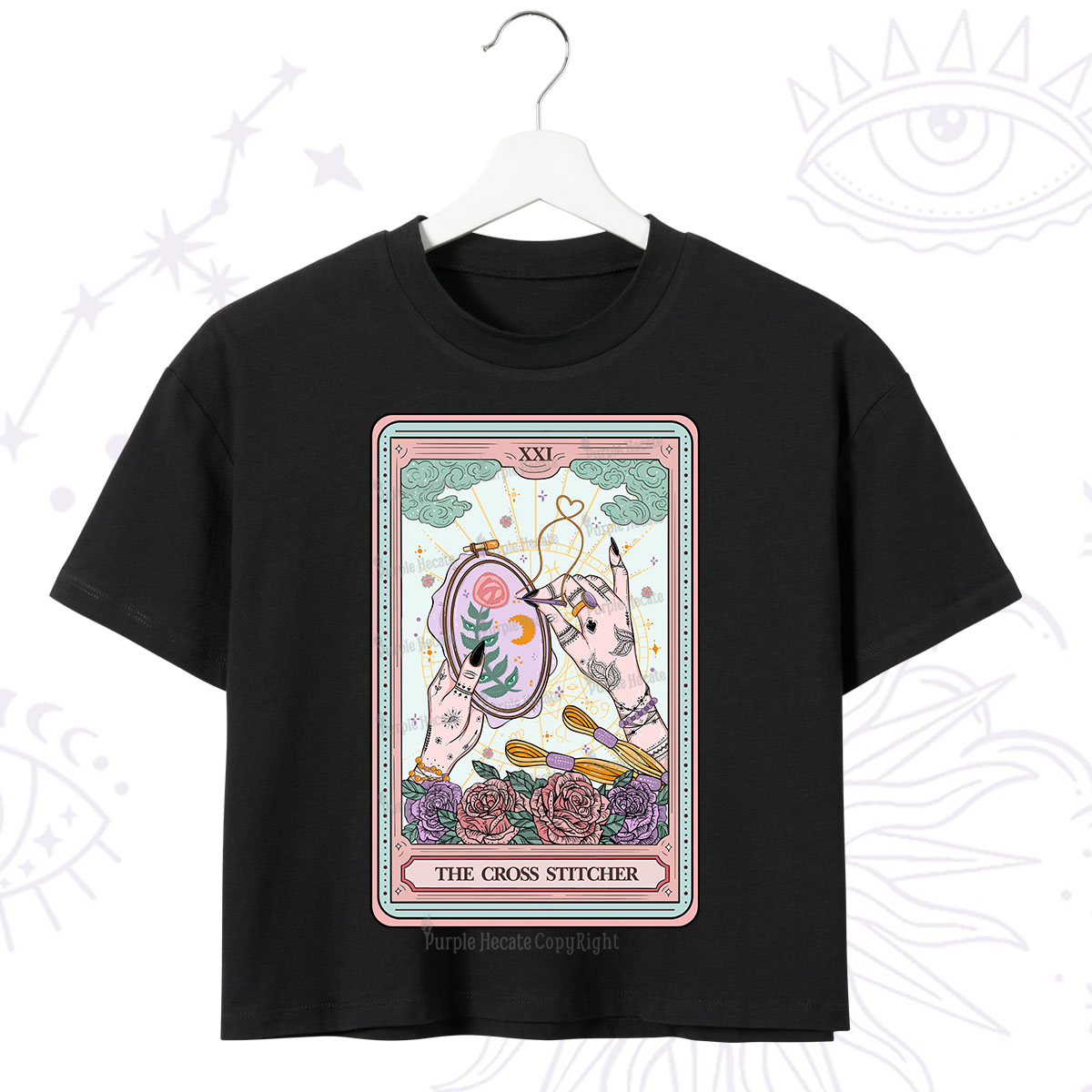 Purplehecate The Cross Stitcher Tarot Crop T-Shirt