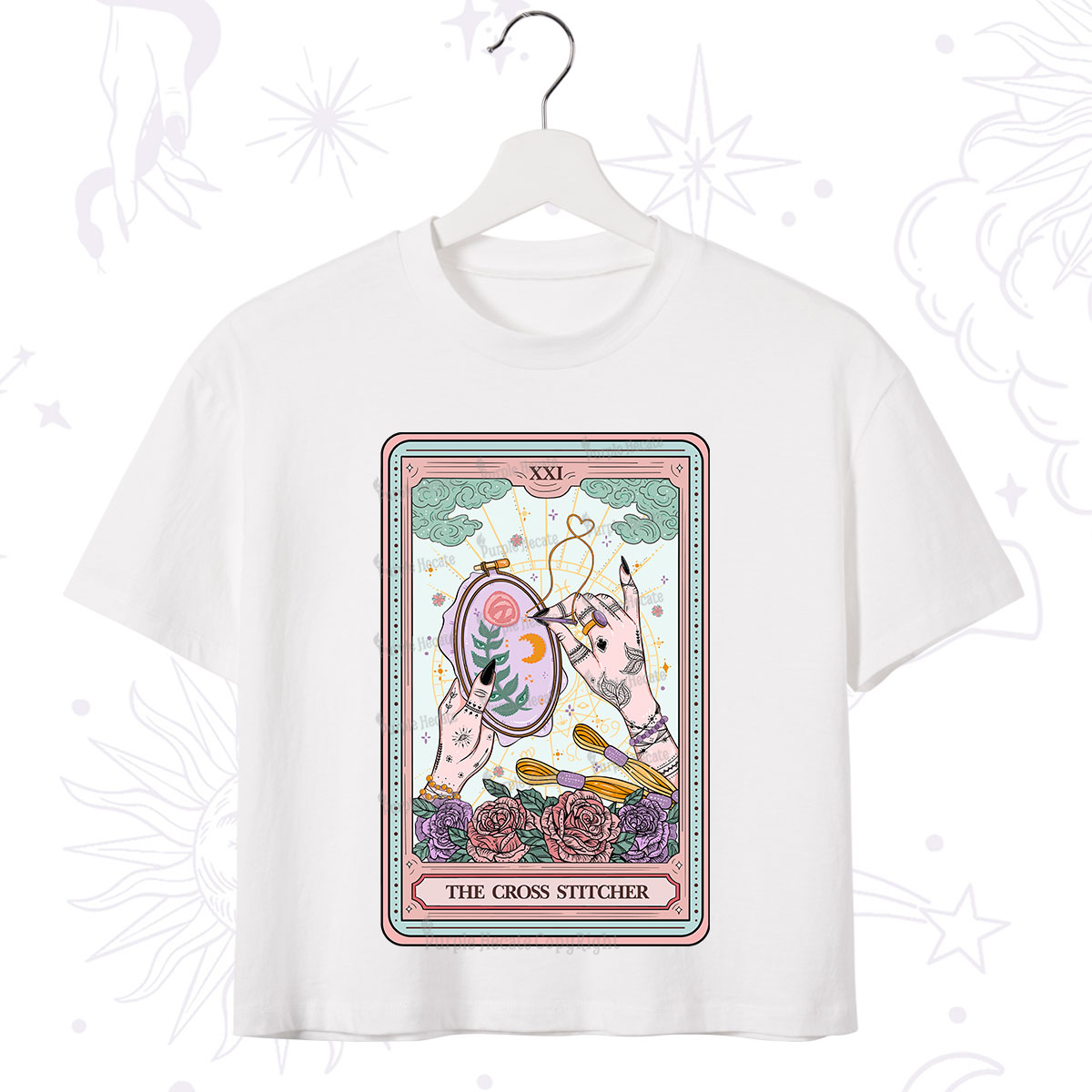 Purplehecate The Cross Stitcher Tarot Crop T-Shirt