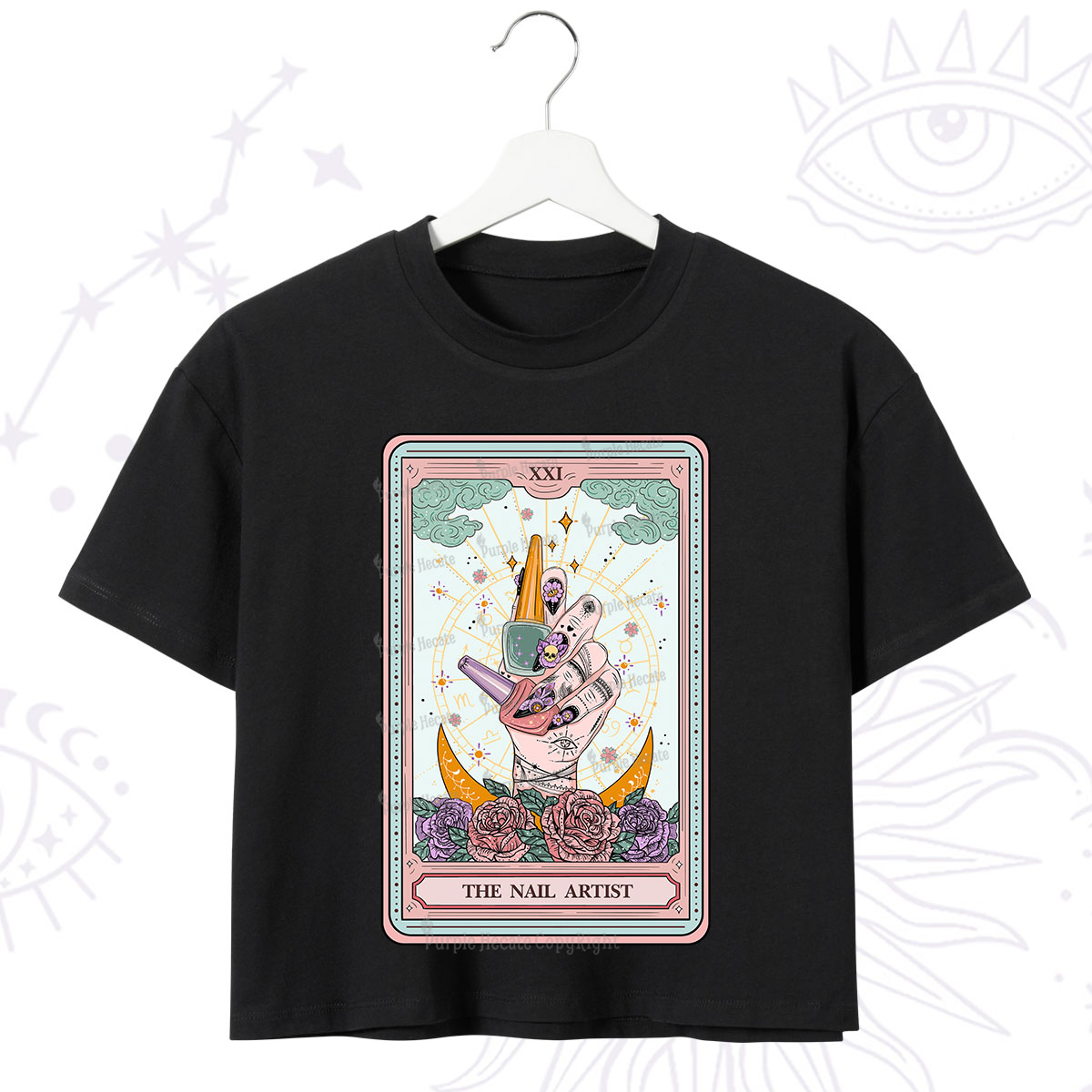 Purplehecate The Badass Nail Artist Tarot Crop T-Shirt