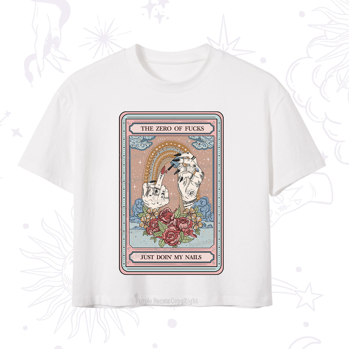 Purplehecate The Zero of Fucks Just Doin' My Nails Tarot Crop T-Shirt