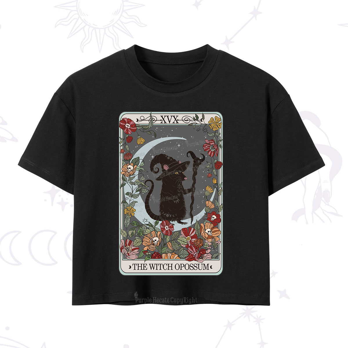 Purplehecate The Witch Opossum Tarot Crop T-Shirt