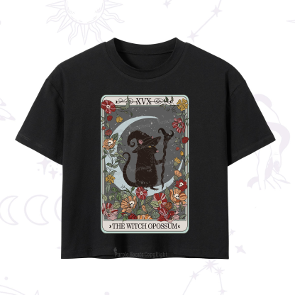 Purplehecate The Witch Opossum Tarot Crop T-Shirt