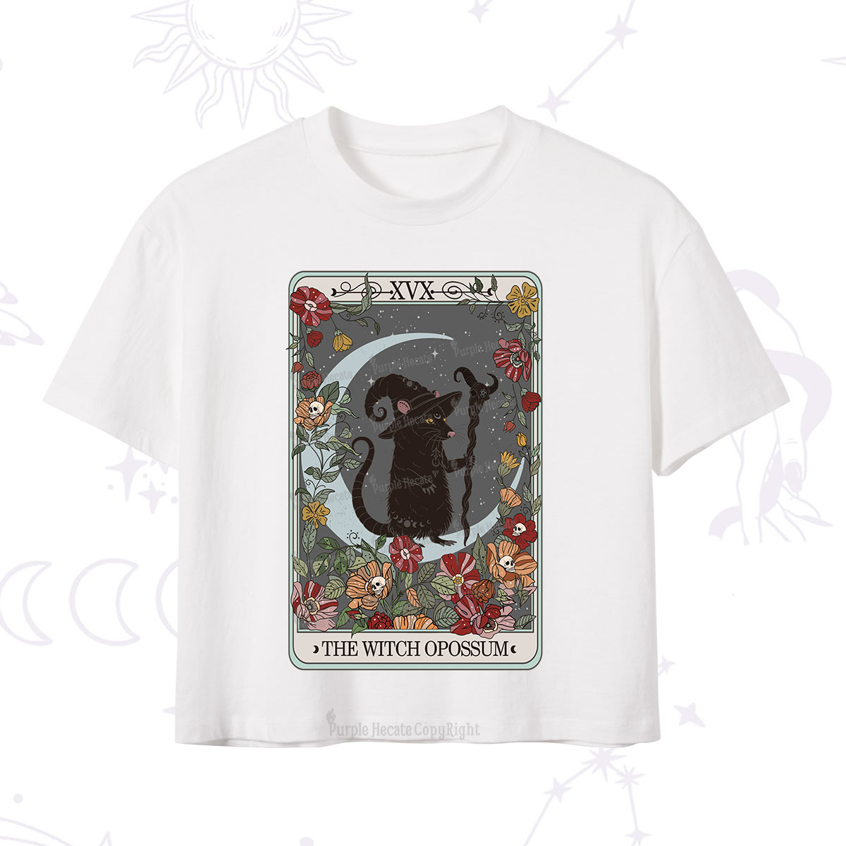 Purplehecate The Witch Opossum Tarot Crop T-Shirt
