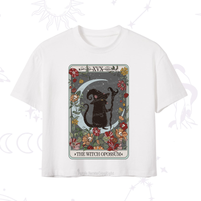 Purplehecate The Witch Opossum Tarot Crop T-Shirt