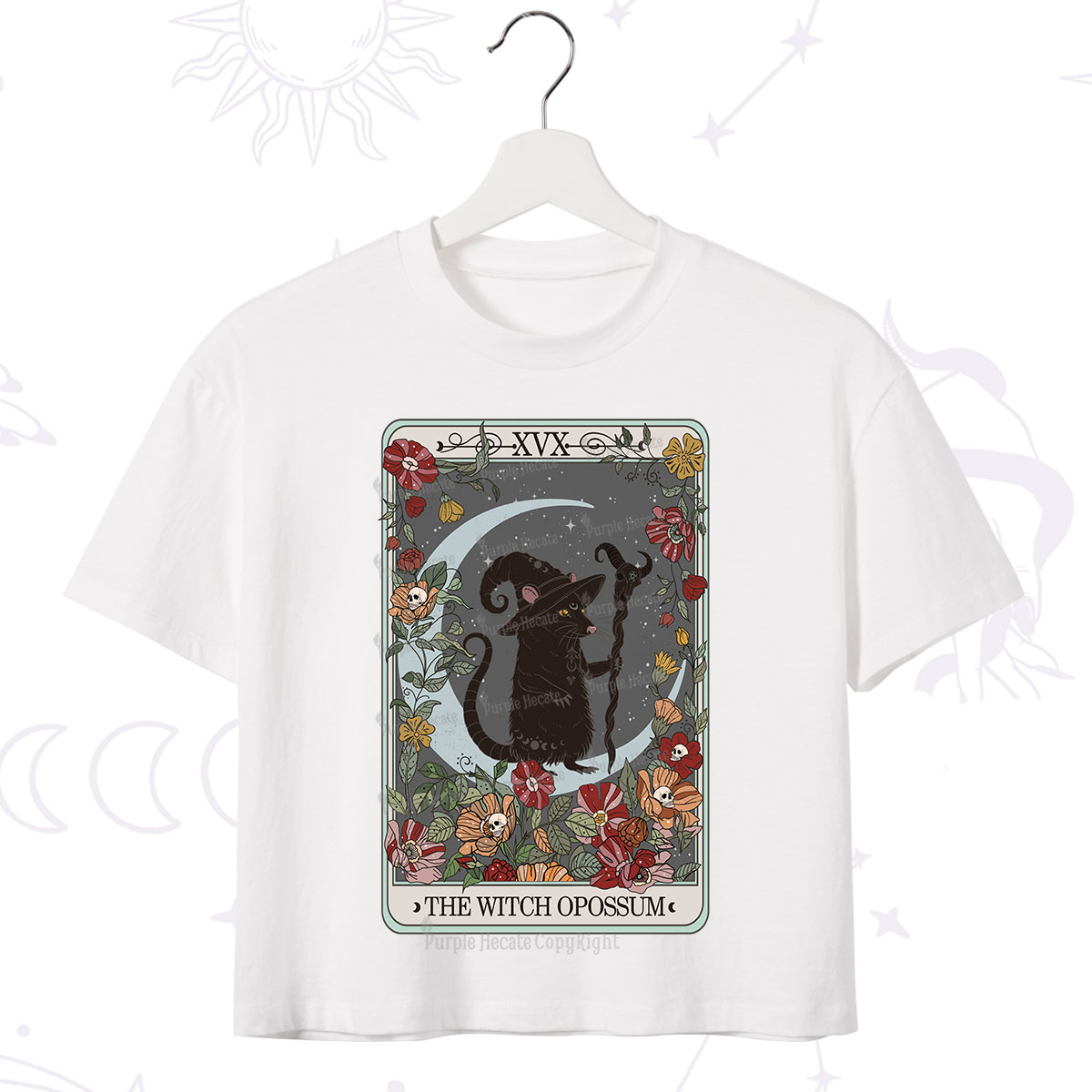Purplehecate The Witch Opossum Tarot Crop T-Shirt