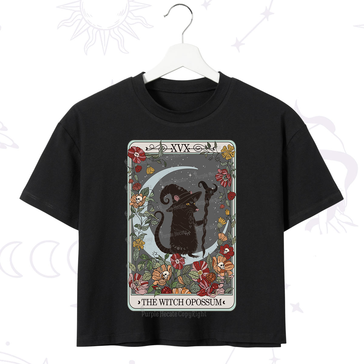 Purplehecate The Witch Opossum Tarot Crop T-Shirt