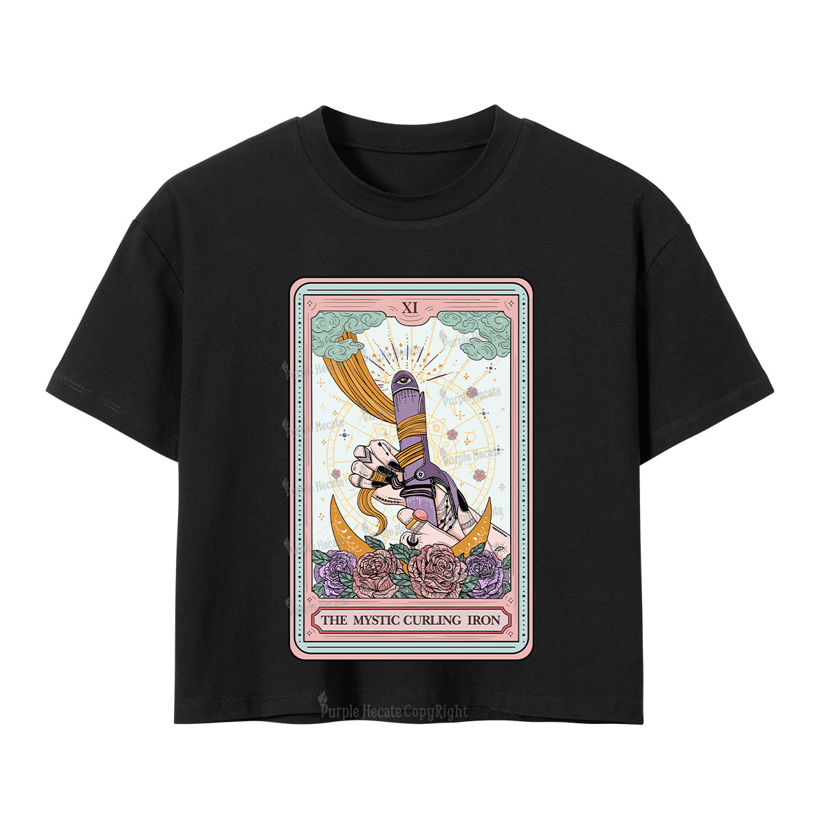 Purplehecate The Mystic Curling Iron Tarot Crop T-Shirt