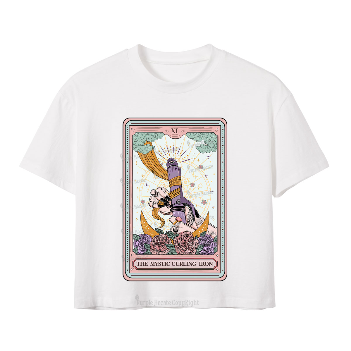 Purplehecate The Mystic Curling Iron Tarot Crop T-Shirt