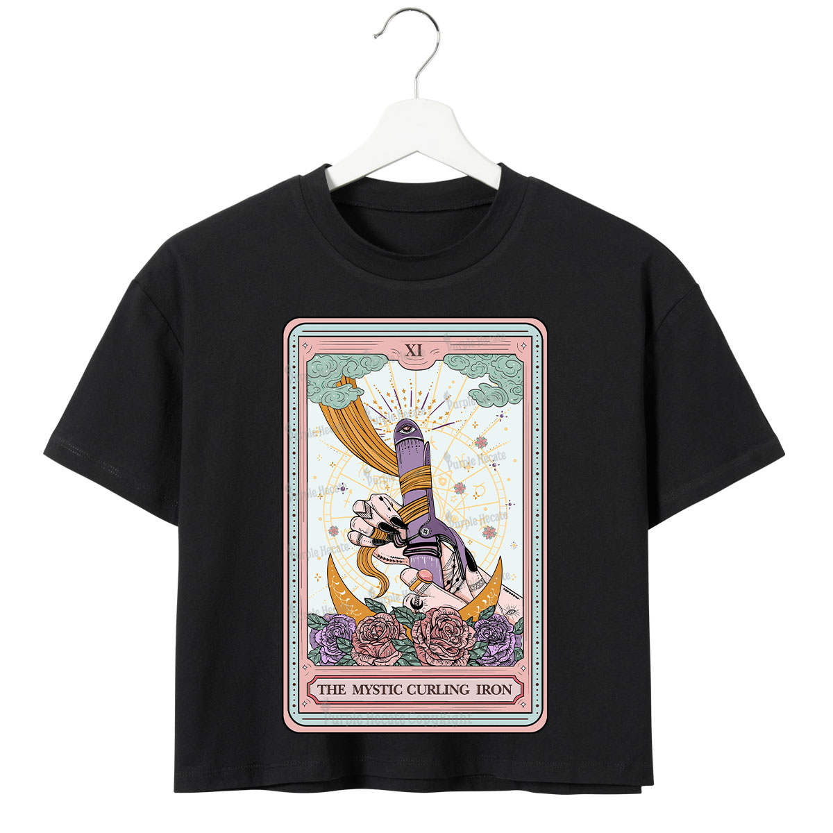 Purplehecate The Mystic Curling Iron Tarot Crop T-Shirt