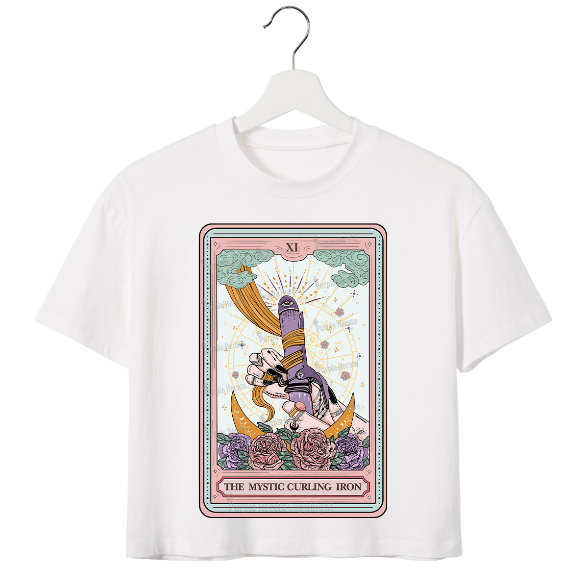 Purplehecate The Mystic Curling Iron Tarot Crop T-Shirt