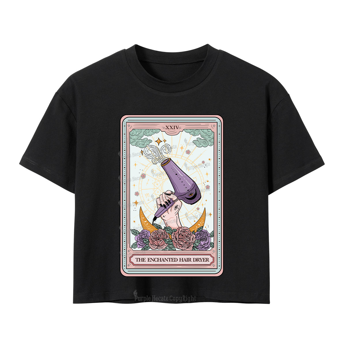 Purplehecate The Enchanted Hair Dryer Tarot Crop T-Shirt