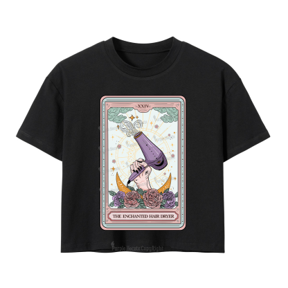 Purplehecate The Enchanted Hair Dryer Tarot Crop T-Shirt