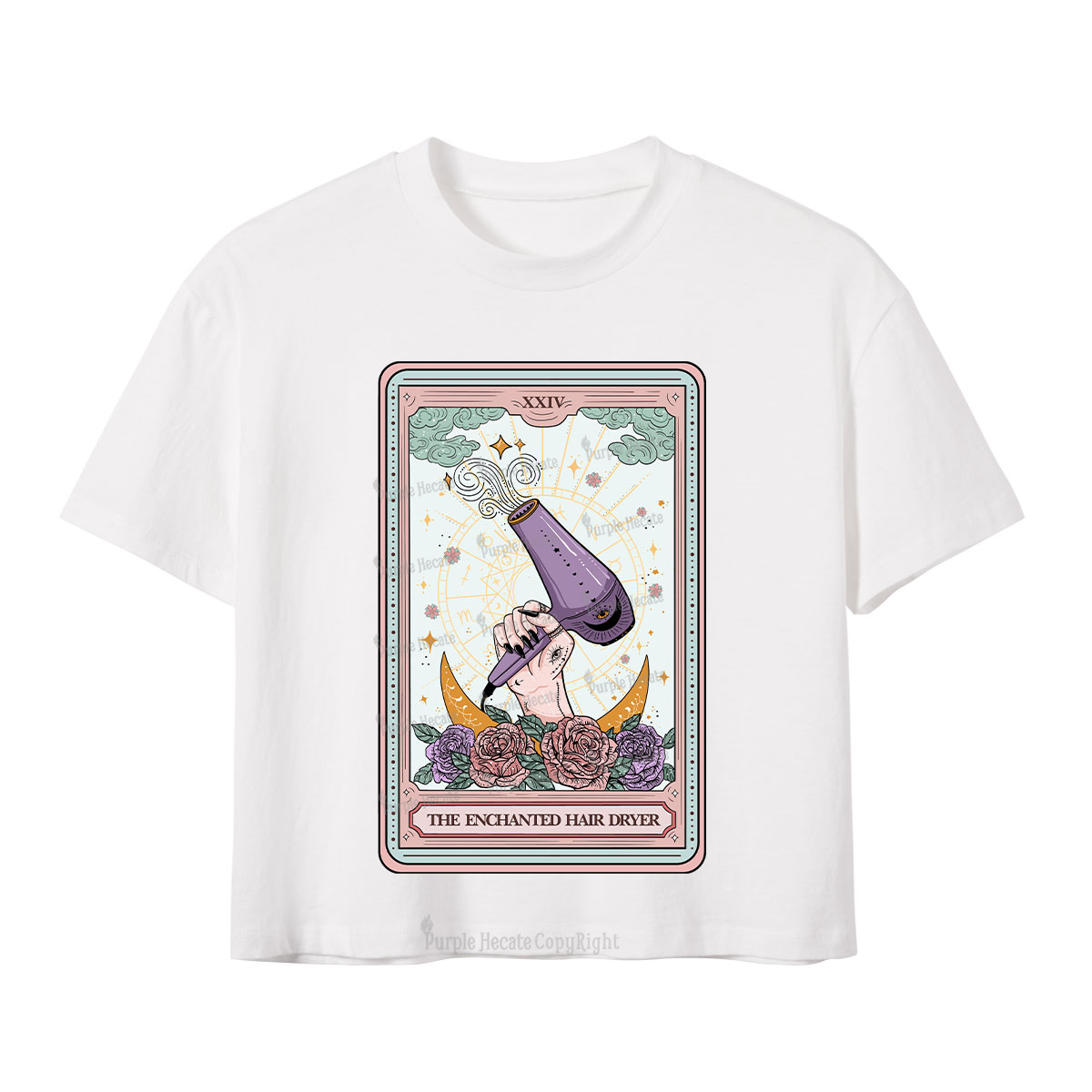Purplehecate The Enchanted Hair Dryer Tarot Crop T-Shirt
