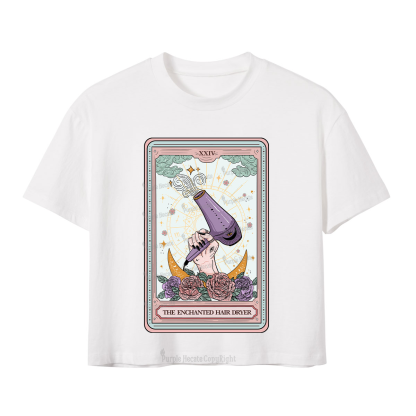 Purplehecate The Enchanted Hair Dryer Tarot Crop T-Shirt