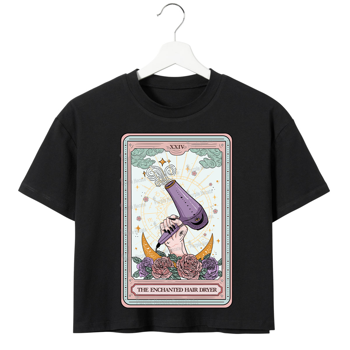 Purplehecate The Enchanted Hair Dryer Tarot Crop T-Shirt