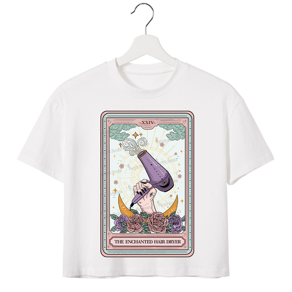 Purplehecate The Enchanted Hair Dryer Tarot Crop T-Shirt