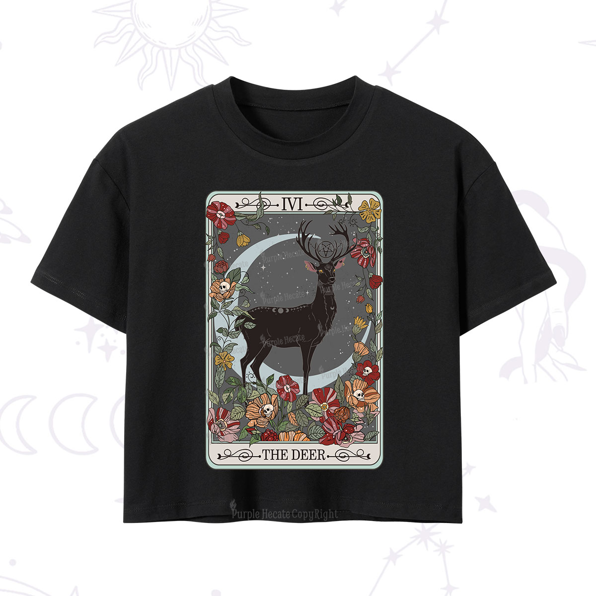 Purplehecate The Deer Tarot Crop T-Shirt
