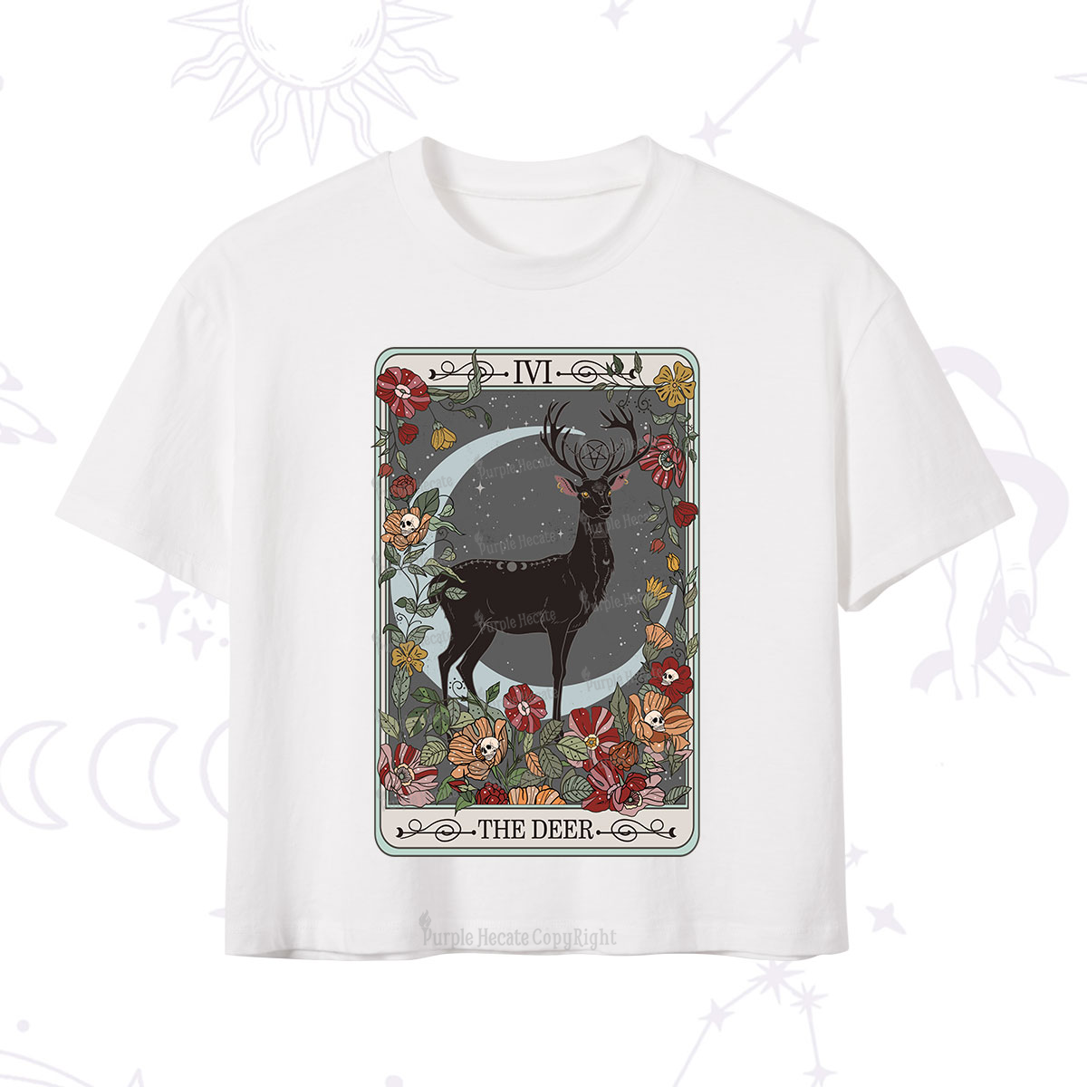 Purplehecate The Deer Tarot Crop T-Shirt