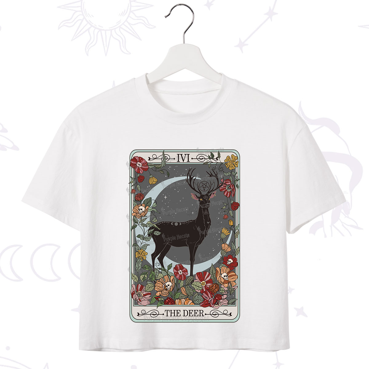 Purplehecate The Deer Tarot Crop T-Shirt