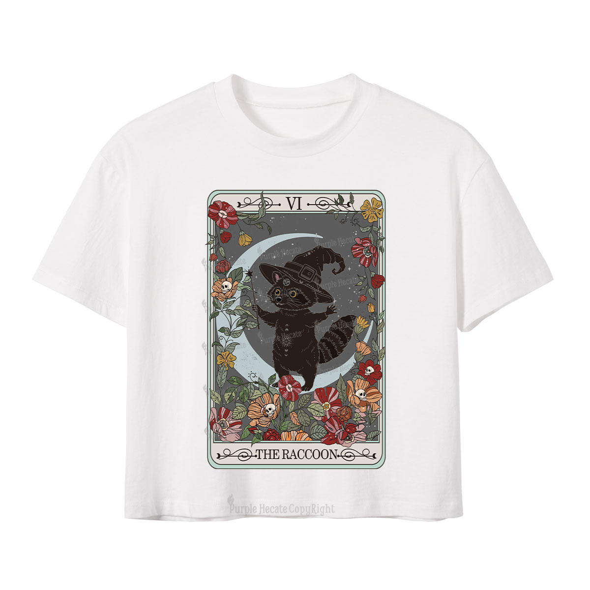 Purplehecate The Raccoon Tarot Crop T-Shirt
