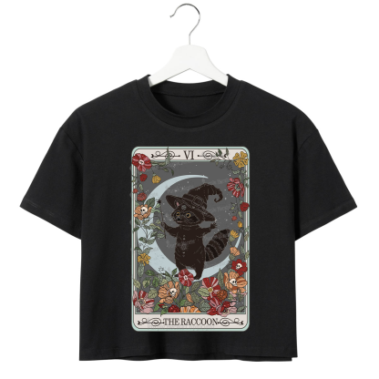 Purplehecate The Raccoon Tarot Crop T-Shirt