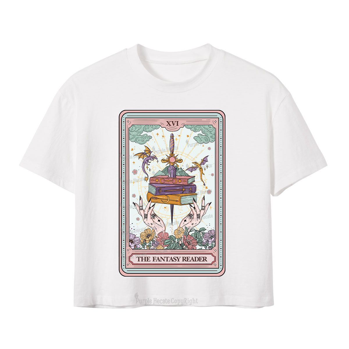 Purplehecate The Fantasy Reader Tarot Crop T-Shirt
