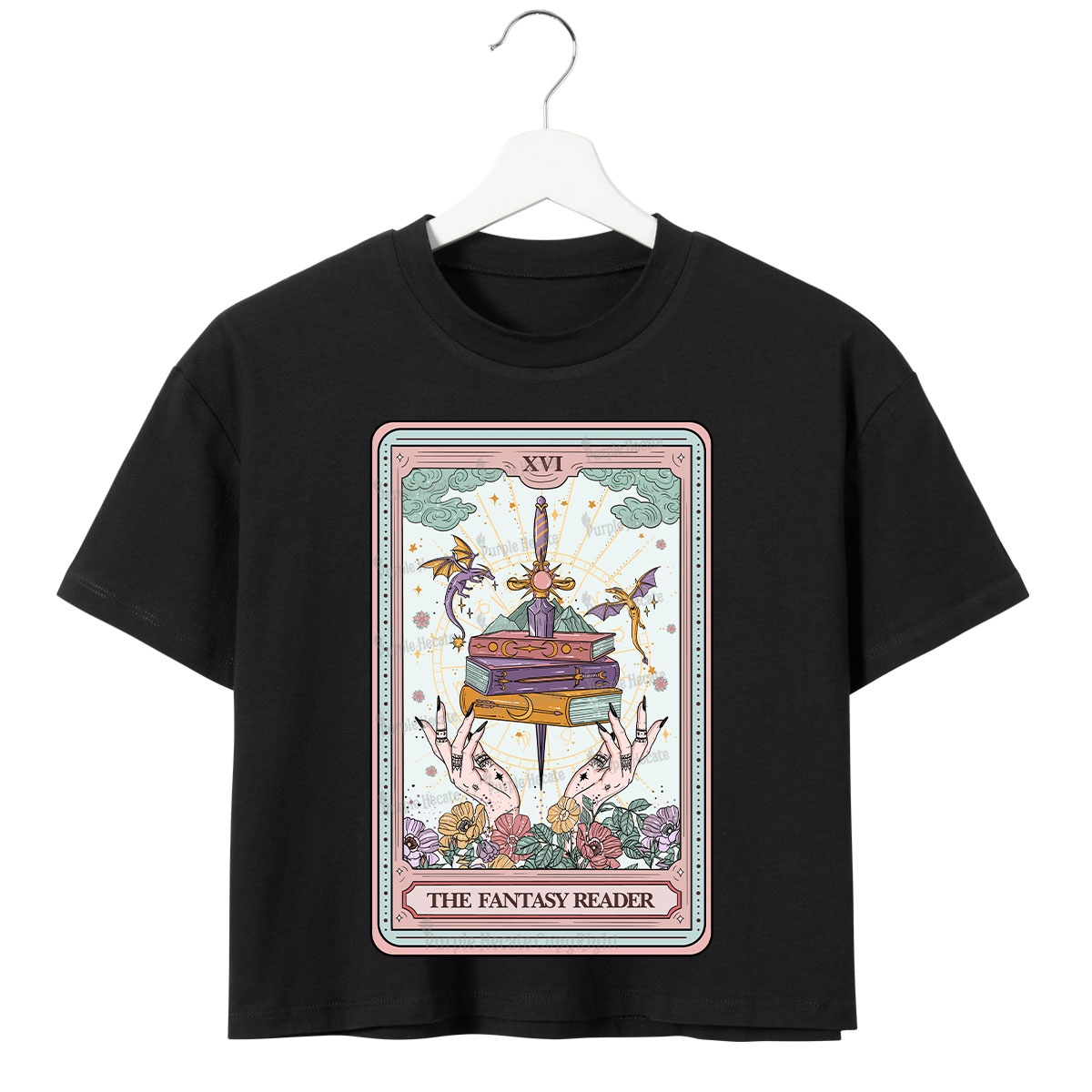 Purplehecate The Fantasy Reader Tarot Crop T-Shirt