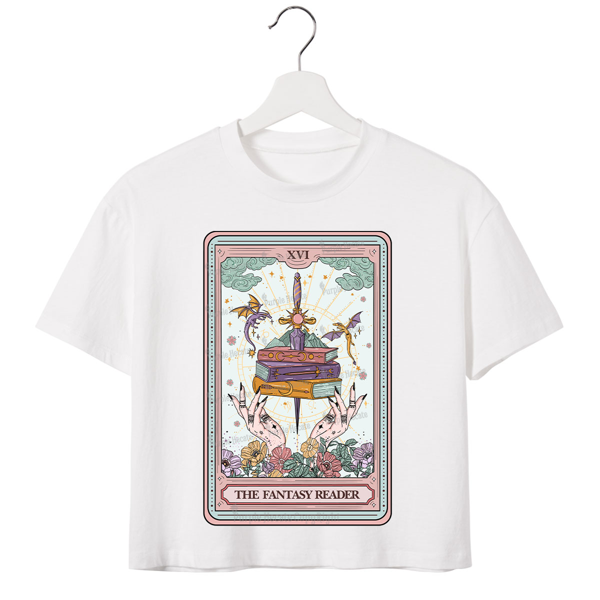 Purplehecate The Fantasy Reader Tarot Crop T-Shirt