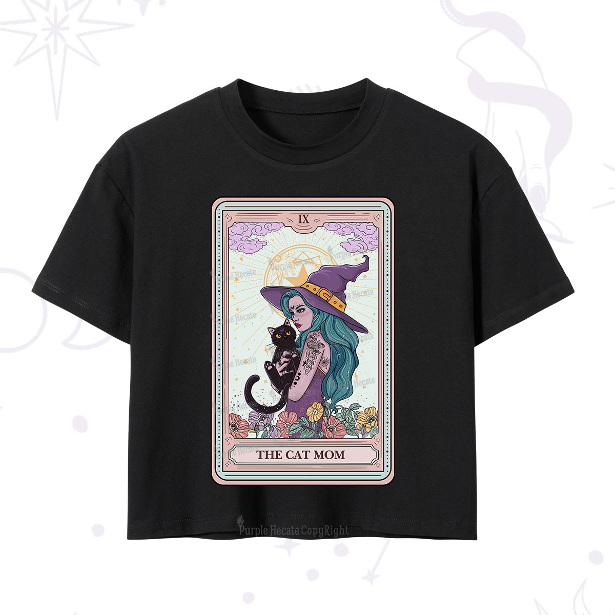 Purplehecate The Gothic Cat Mom Tarot Crop T-Shirt