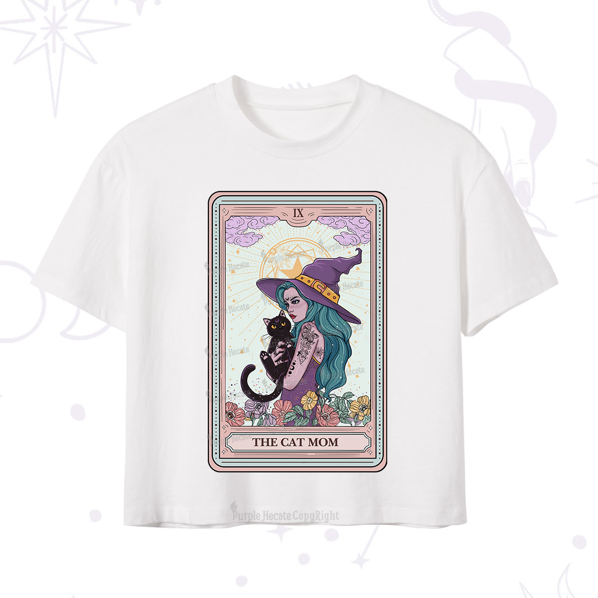 Purplehecate The Gothic Cat Mom Tarot Crop T-Shirt
