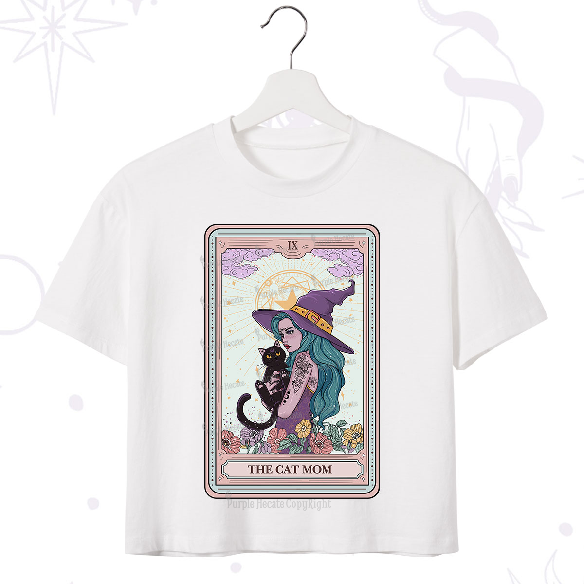 Purplehecate The Gothic Cat Mom Tarot Crop T-Shirt