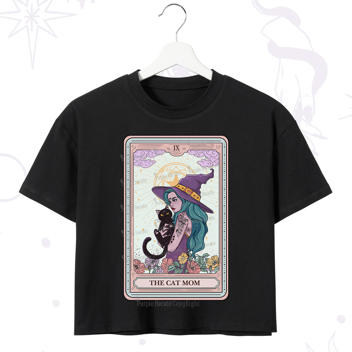 Purplehecate The Gothic Cat Mom Tarot Crop T-Shirt