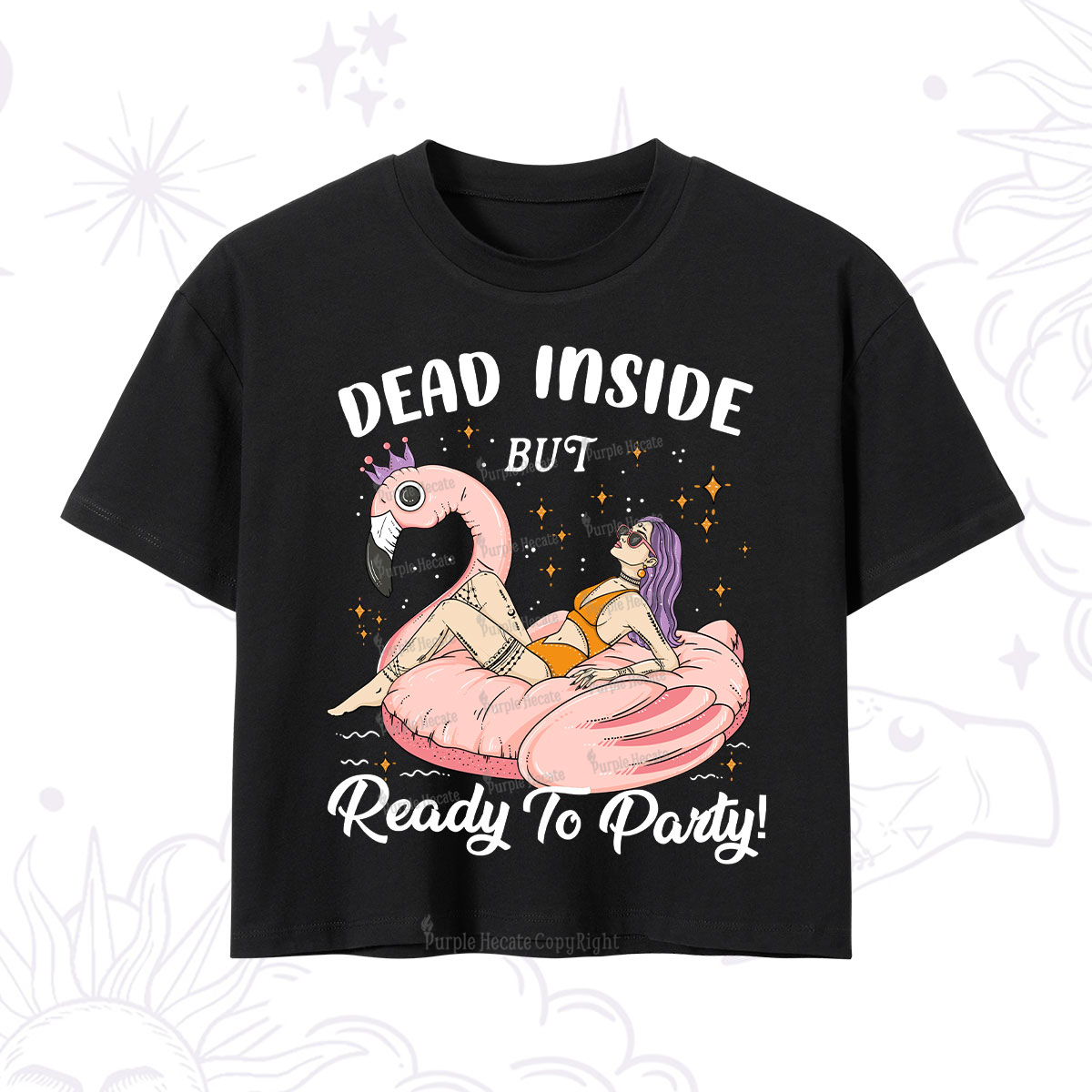 Purplehecate Dead Inside But Ready To Party Crop T-Shirt