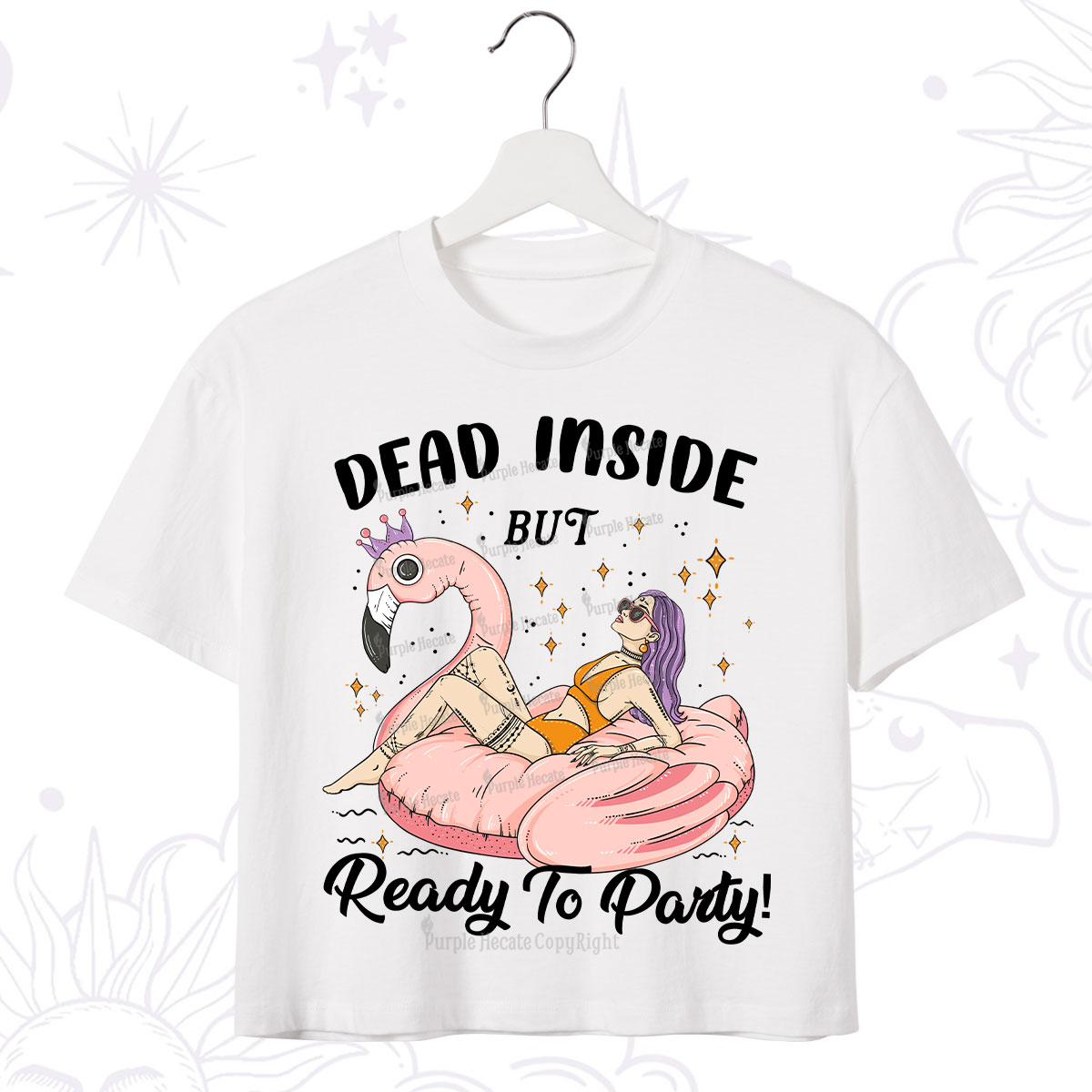 Purplehecate Dead Inside But Ready To Party Crop T-Shirt