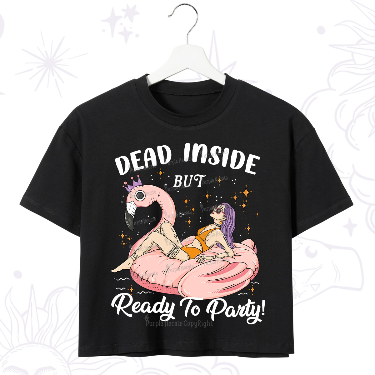 Purplehecate Dead Inside But Ready To Party Crop T-Shirt